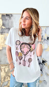 Trouble In The Sky Italian Graphic Tee - White/Pink-110 Short Sleeve Tops-Italianissimo-Coastal Bloom Boutique, find the trendiest versions of the popular styles and looks Located in Indialantic, FL