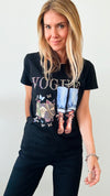 Vogue Embellished Graphic Tee - Black-110 Short Sleeve Tops-in2you-Coastal Bloom Boutique, find the trendiest versions of the popular styles and looks Located in Indialantic, FL