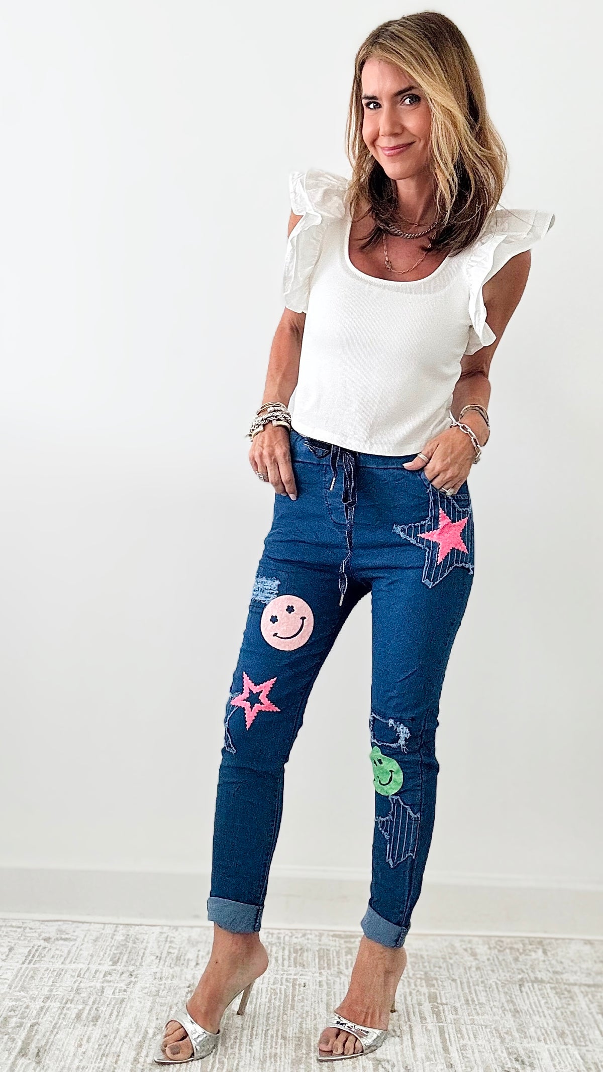 Neon Stars & Smiles Italian Joggers-180 Joggers-Germany-Coastal Bloom Boutique, find the trendiest versions of the popular styles and looks Located in Indialantic, FL
