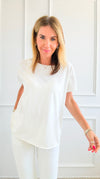 Easy Breezy Italian tee - Off White-110 Short Sleeve Tops-Italianissimo/ AZARA-Coastal Bloom Boutique, find the trendiest versions of the popular styles and looks Located in Indialantic, FL