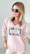 Italian "By Yourself" Sweater Knit Top - Pink-140 Sweaters-Look Mode-Coastal Bloom Boutique, find the trendiest versions of the popular styles and looks Located in Indialantic, FL