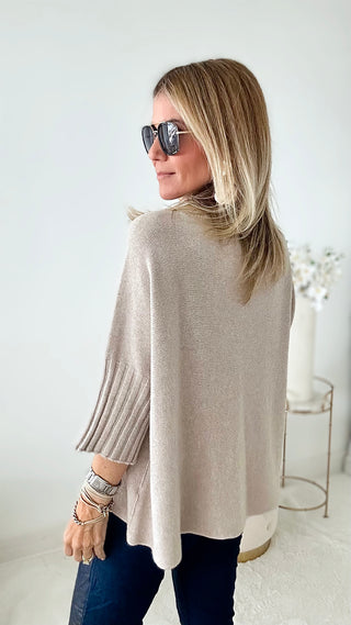 Break Free Italian Sweater Top - Sand-140 Sweaters-Italianissimo-Coastal Bloom Boutique, find the trendiest versions of the popular styles and looks Located in Indialantic, FL