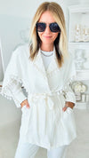 On the Fringe Belted Jacket-160 Jackets-TOUCHE PRIVE-Coastal Bloom Boutique, find the trendiest versions of the popular styles and looks Located in Indialantic, FL