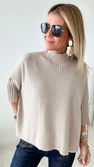 Break Free Italian Sweater Top - Sand-140 Sweaters-Italianissimo-Coastal Bloom Boutique, find the trendiest versions of the popular styles and looks Located in Indialantic, FL