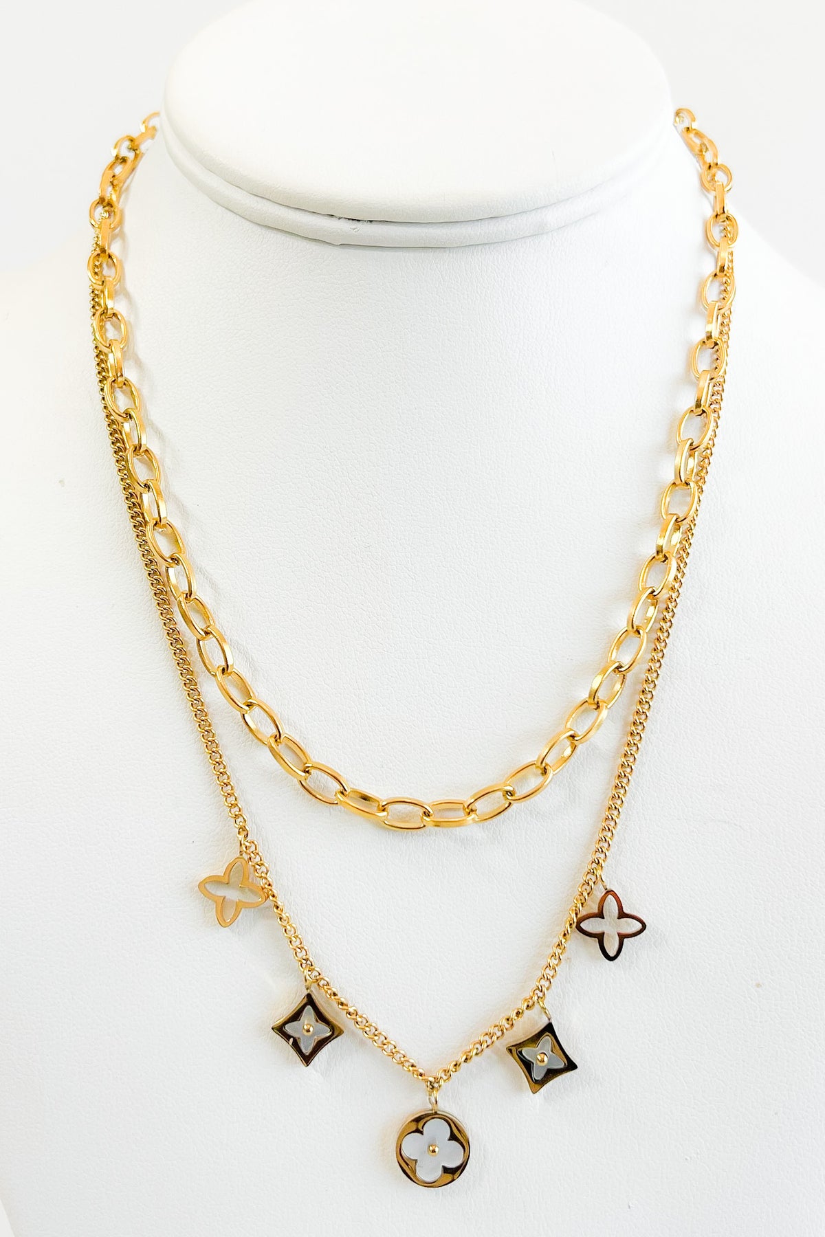 Double Drop Station Necklace-230 Jewelry-Liza-Coastal Bloom Boutique, find the trendiest versions of the popular styles and looks Located in Indialantic, FL