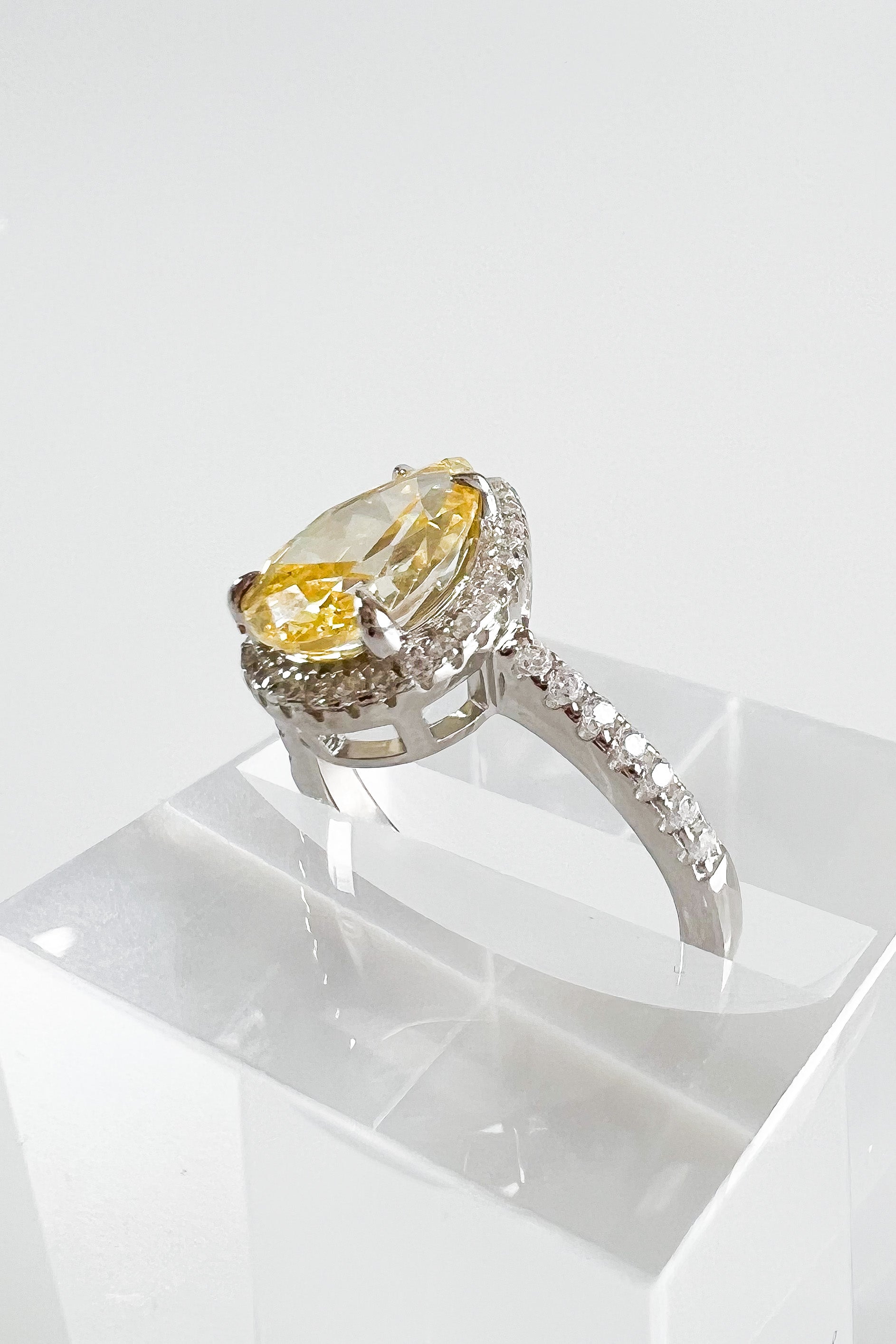 Sterling Silver Canary Pear Halo Ring-230 Jewelry-NYC-Coastal Bloom Boutique, find the trendiest versions of the popular styles and looks Located in Indialantic, FL