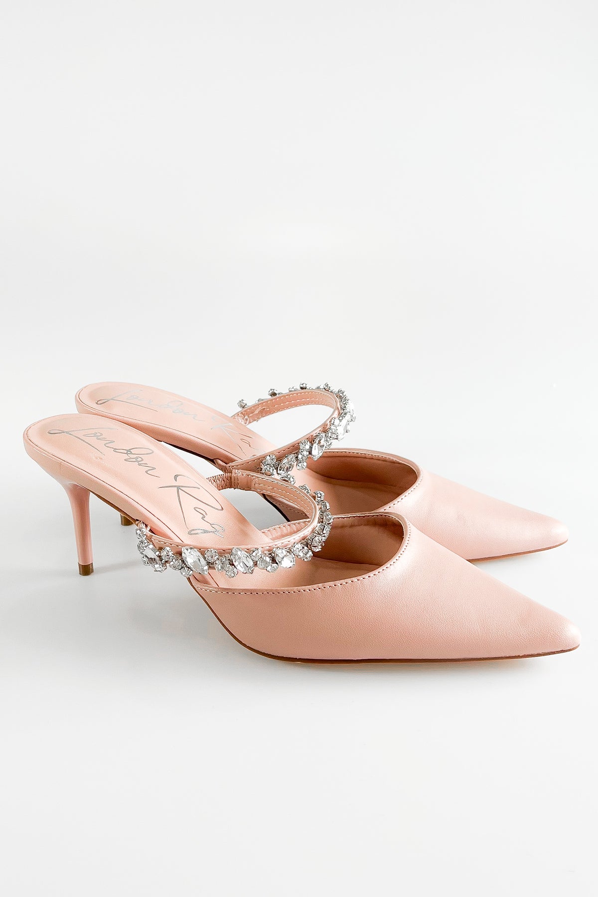 CZ Mid Stiletto Mule - Peach-250 Shoes-RagCompany-Coastal Bloom Boutique, find the trendiest versions of the popular styles and looks Located in Indialantic, FL