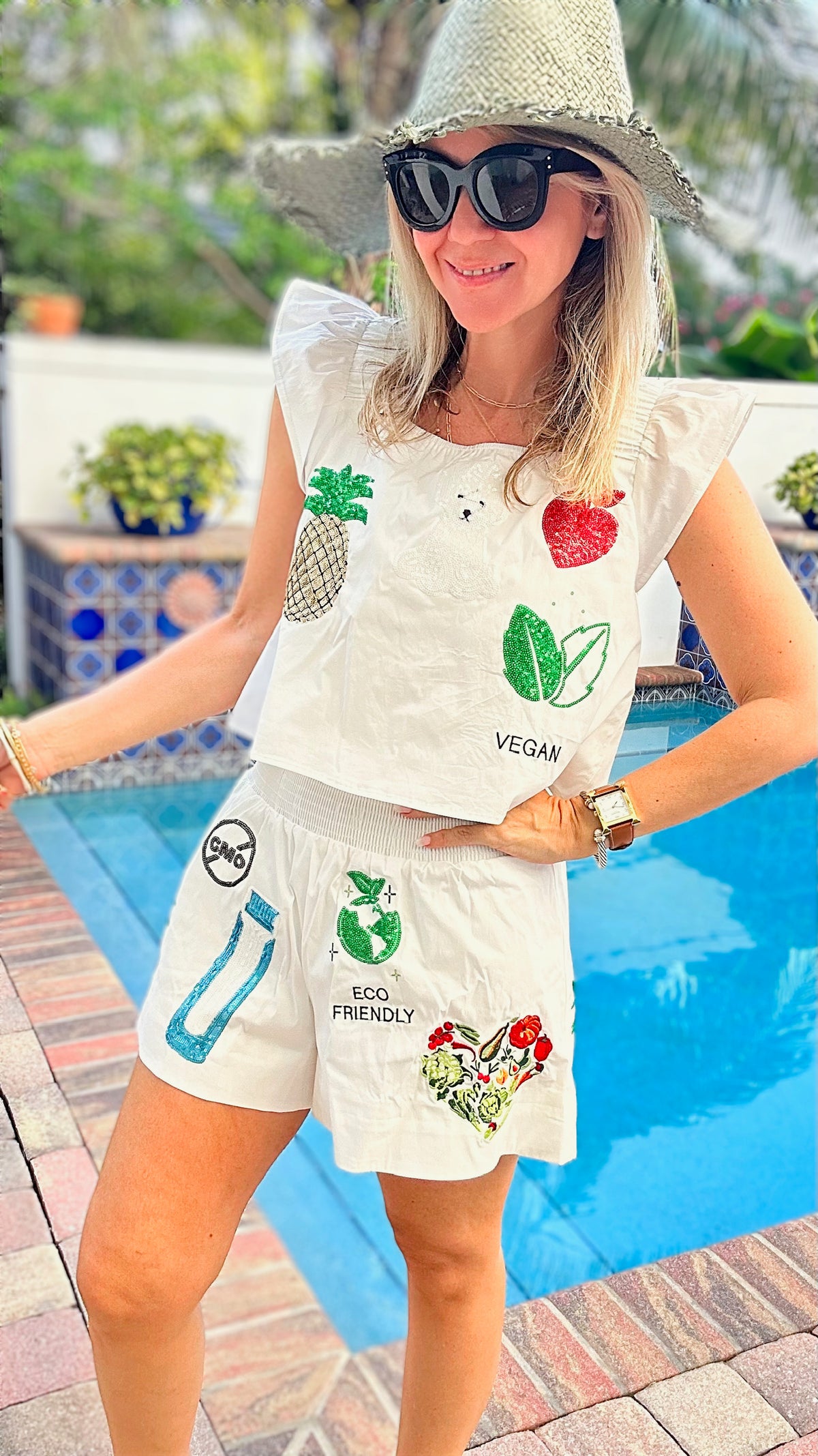 Eco Friendly Sequin Set-210 Loungewear/Sets-BLUE B-Coastal Bloom Boutique, find the trendiest versions of the popular styles and looks Located in Indialantic, FL