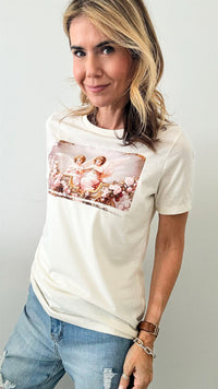 CB Cherubs & Roses Custom T-Shirt-110 Short Sleeve Tops-Holly-Coastal Bloom Boutique, find the trendiest versions of the popular styles and looks Located in Indialantic, FL