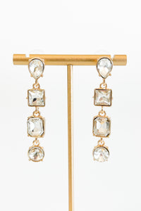 CZ Pear & Emerald Teardrop Earrings - Gold Clear-230 Jewelry-LA JEWELRY PLAZA-Coastal Bloom Boutique, find the trendiest versions of the popular styles and looks Located in Indialantic, FL