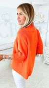 Break Free Italian Sweater Top - Orange-140 Sweaters-Italianissimo-Coastal Bloom Boutique, find the trendiest versions of the popular styles and looks Located in Indialantic, FL