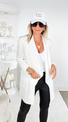 Boyfriend Waterfall Blazer -Ivory-150 Cardigans/Layers-BOOM BOOM JEANS-Coastal Bloom Boutique, find the trendiest versions of the popular styles and looks Located in Indialantic, FL