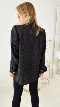 Casually Sophisticated Tweed Shacket - Black-160 Jackets-HYFVE-Coastal Bloom Boutique, find the trendiest versions of the popular styles and looks Located in Indialantic, FL