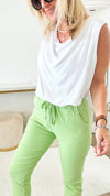 Spring Italian Jogger Pant - Kiwi-180 Joggers-Yolly-Coastal Bloom Boutique, find the trendiest versions of the popular styles and looks Located in Indialantic, FL