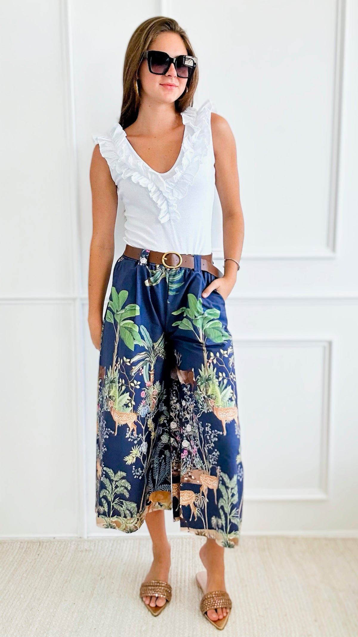 Magical Forest Italian Pants - Navy-pants-Italianissimo-Coastal Bloom Boutique, find the trendiest versions of the popular styles and looks Located in Indialantic, FL