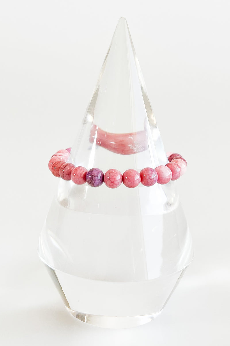 Marbled Beaded Bracelet - Coral-230 Jewelry-Wona Trading-Coastal Bloom Boutique, find the trendiest versions of the popular styles and looks Located in Indialantic, FL