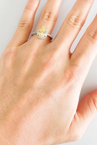 Sterling Silver Canary Pear Halo Ring-230 Jewelry-NYC-Coastal Bloom Boutique, find the trendiest versions of the popular styles and looks Located in Indialantic, FL