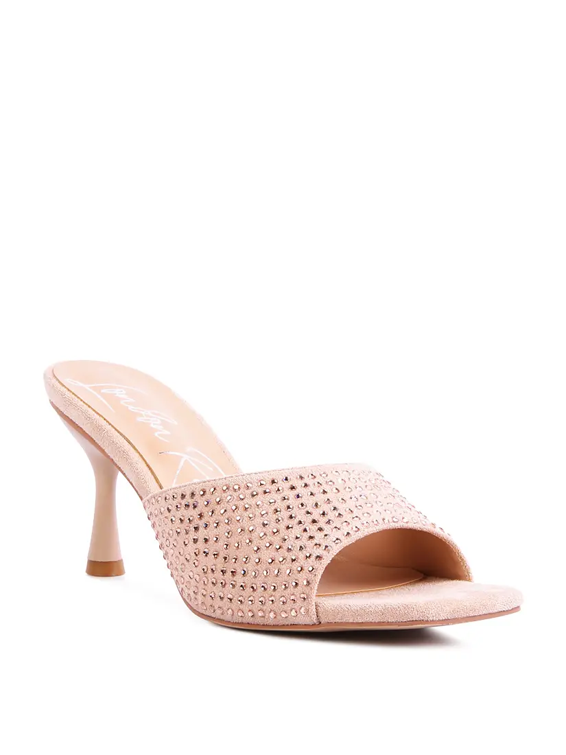 Rose Gold Bedazzled Open Toe Heels - Latte-250 Shoes-RagCompany-Coastal Bloom Boutique, find the trendiest versions of the popular styles and looks Located in Indialantic, FL