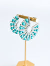 Turquoise Stone CZ Embellished Hoop Earrings-230 Jewelry-Wona Trading-Coastal Bloom Boutique, find the trendiest versions of the popular styles and looks Located in Indialantic, FL