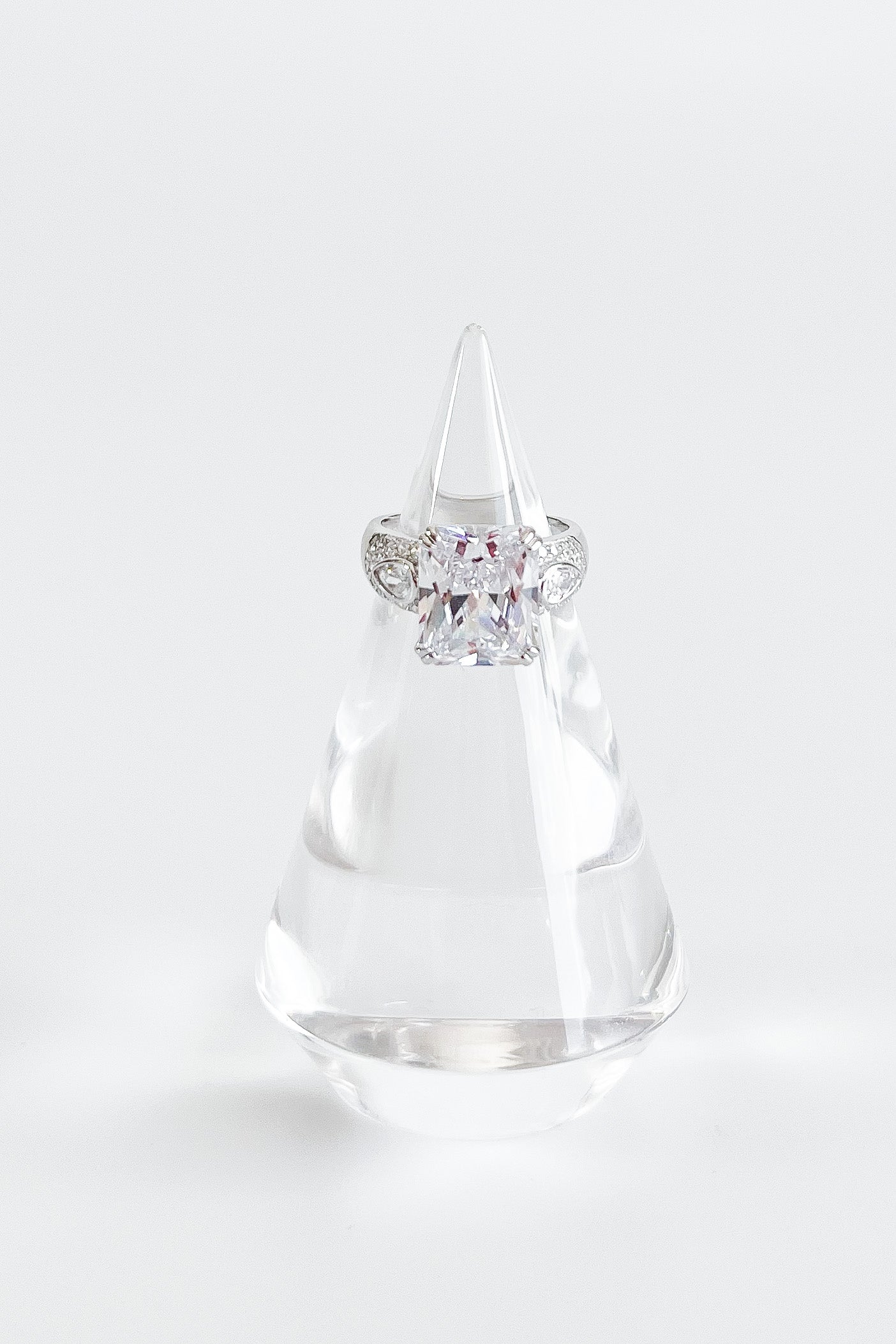 PRE ORDER-Sterling Silver Emerald Cut CZ Pearl Ring-230 Jewelry-NYC-Coastal Bloom Boutique, find the trendiest versions of the popular styles and looks Located in Indialantic, FL