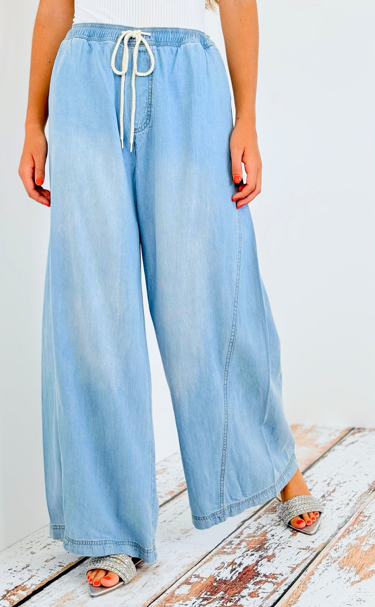 Mineral Washed Wide Leg Pants-170 Bottoms-EESOME-Coastal Bloom Boutique, find the trendiest versions of the popular styles and looks Located in Indialantic, FL