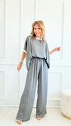 Silky Varsity Stripe Jumpsuit - Grey-200 Dresses/Jumpsuits/Rompers-TYCHE-Coastal Bloom Boutique, find the trendiest versions of the popular styles and looks Located in Indialantic, FL