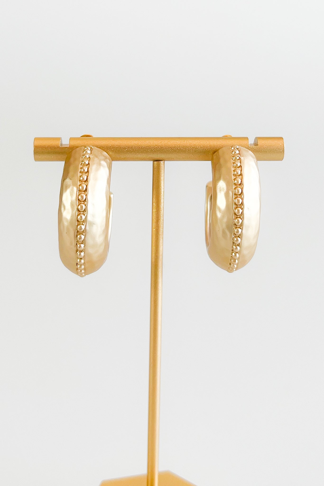 Matte Hammered Studded Hoop Earrings-230 Jewelry-Golden Stella-Coastal Bloom Boutique, find the trendiest versions of the popular styles and looks Located in Indialantic, FL