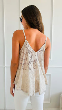 Italian Lace Tank-100 Sleeveless Tops-Tempo-Coastal Bloom Boutique, find the trendiest versions of the popular styles and looks Located in Indialantic, FL