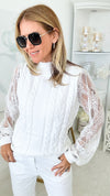 Luxury Slopes Lace Crochet Sweater-140 Sweaters-MAZIK-Coastal Bloom Boutique, find the trendiest versions of the popular styles and looks Located in Indialantic, FL