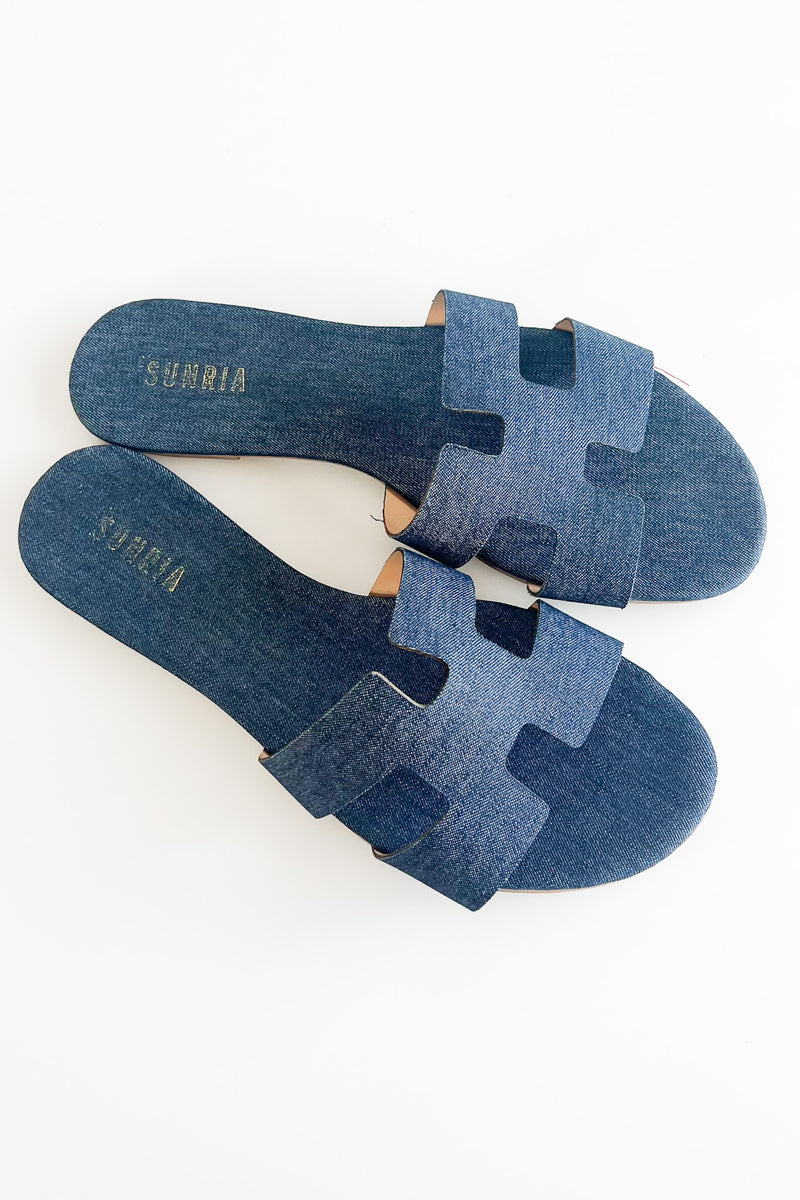 Summer Party Slip-On Sandals - Denim-250 Shoes-MAKER'S SHOES-Coastal Bloom Boutique, find the trendiest versions of the popular styles and looks Located in Indialantic, FL