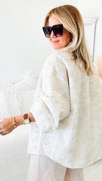Embroidered Snap Front Jacket-160 Jackets-TOUCHE PRIVE-Coastal Bloom Boutique, find the trendiest versions of the popular styles and looks Located in Indialantic, FL