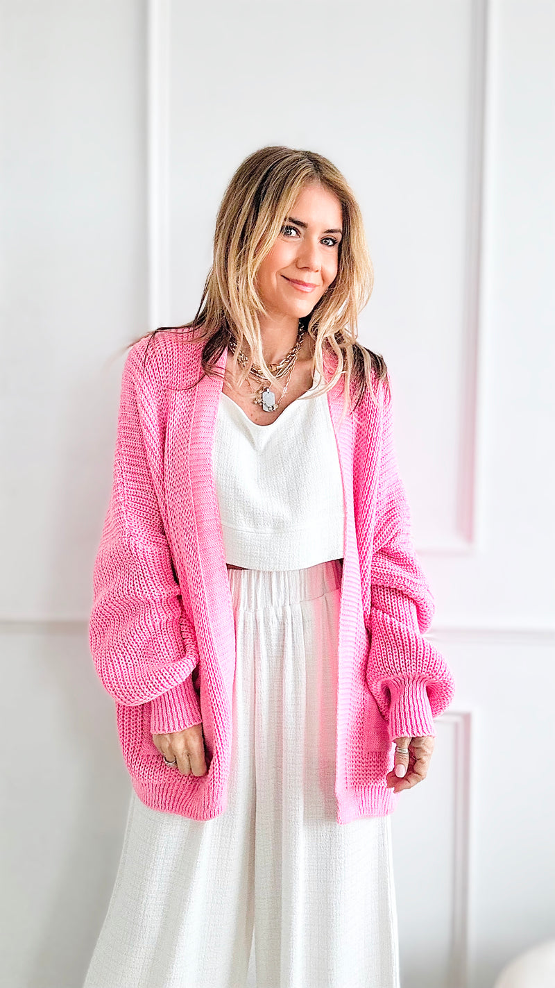 Sugar High Italian Cardigan-Lt Pink-150 Cardigans/Layers-Italianissimo-Coastal Bloom Boutique, find the trendiest versions of the popular styles and looks Located in Indialantic, FL