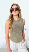 Purely Washed Top - Mocha Grey-100 Sleeveless Tops-Zenana-Coastal Bloom Boutique, find the trendiest versions of the popular styles and looks Located in Indialantic, FL
