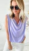 Sleeveless Cowl Neck Italian Blouse - Lavender-100 Sleeveless Tops-Yolly-Coastal Bloom Boutique, find the trendiest versions of the popular styles and looks Located in Indialantic, FL