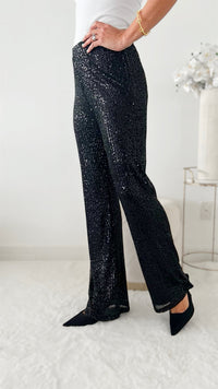 Born to Shine Sequin Pants - Black-170 Bottoms-MAIN STRIP-Coastal Bloom Boutique, find the trendiest versions of the popular styles and looks Located in Indialantic, FL