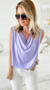 Sleeveless Cowl Neck Italian Blouse - Lavender-100 Sleeveless Tops-Yolly-Coastal Bloom Boutique, find the trendiest versions of the popular styles and looks Located in Indialantic, FL