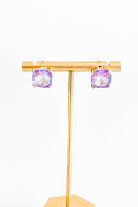 Cushion Stone Stud Evening Earrings - Purple-230 Jewelry-NYW-Coastal Bloom Boutique, find the trendiest versions of the popular styles and looks Located in Indialantic, FL
