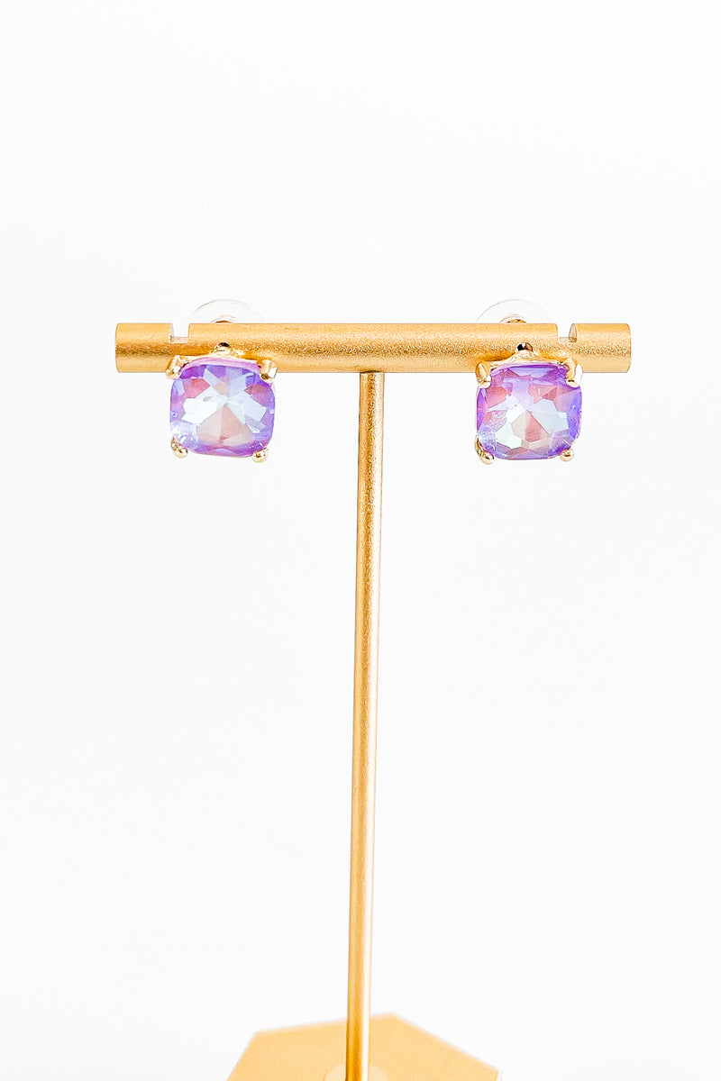 Cushion Stone Stud Evening Earrings - Purple-230 Jewelry-NYW-Coastal Bloom Boutique, find the trendiest versions of the popular styles and looks Located in Indialantic, FL