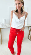 Love Endures Italian Jogger - Red-180 Joggers-Germany-Coastal Bloom Boutique, find the trendiest versions of the popular styles and looks Located in Indialantic, FL