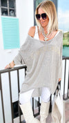 Italian C'est La Vie Knit Pullover - Silver-140 Sweaters-Yolly-Coastal Bloom Boutique, find the trendiest versions of the popular styles and looks Located in Indialantic, FL