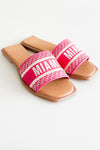 Embroidered Slip On Sandals - Fuchsia Miami-250 Shoes-Maker's Shoes-Coastal Bloom Boutique, find the trendiest versions of the popular styles and looks Located in Indialantic, FL