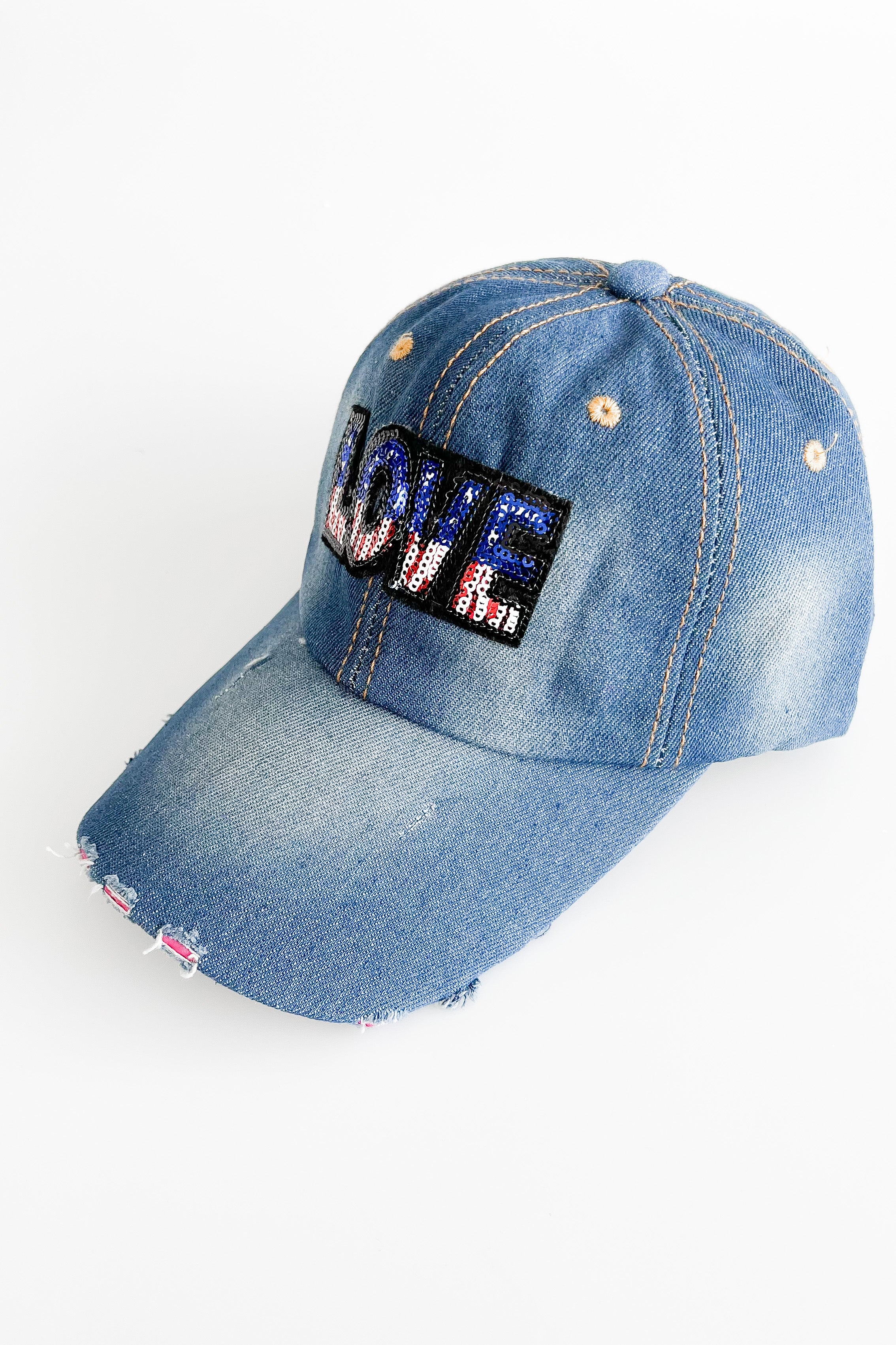 Love Denim Cap-260 Other Accessories-LA JEWELRY PLAZA-Coastal Bloom Boutique, find the trendiest versions of the popular styles and looks Located in Indialantic, FL