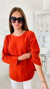 Soho Italian Boatneck Pullover - Orange-140 Sweaters-Yolly-Coastal Bloom Boutique, find the trendiest versions of the popular styles and looks Located in Indialantic, FL