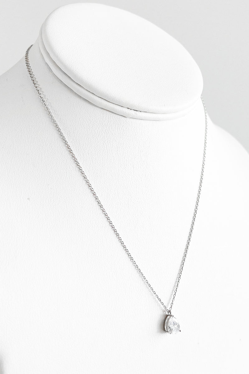 Pear Solitaire Necklace-230 Jewelry-BAG BOUTIQUE/H&D-Coastal Bloom Boutique, find the trendiest versions of the popular styles and looks Located in Indialantic, FL