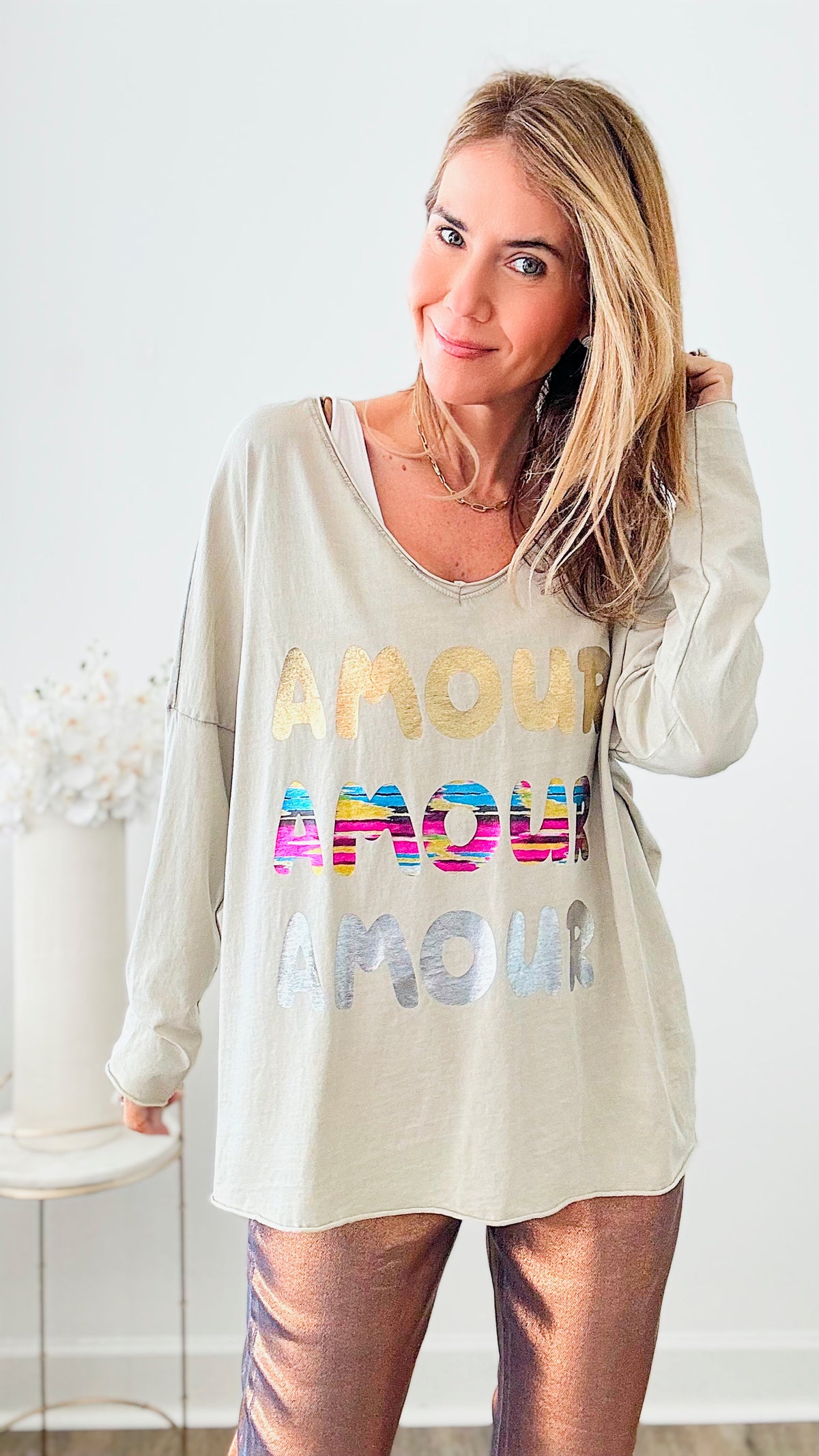 Amour Elegance Italian Sweater - Taupe-140 Sweaters-Germany-Coastal Bloom Boutique, find the trendiest versions of the popular styles and looks Located in Indialantic, FL