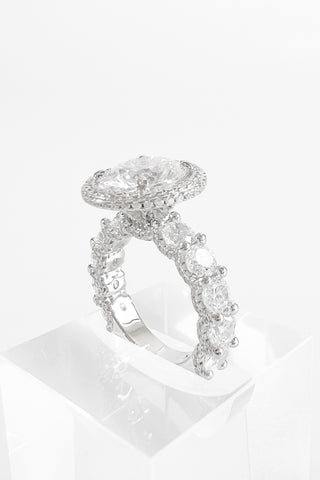 Sterling Silver Mega Stone CZ Halo Ring-230 Jewelry-Italian Ice/NYC-Coastal Bloom Boutique, find the trendiest versions of the popular styles and looks Located in Indialantic, FL