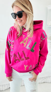 Y'ALL Ready For This Sweatshirt - Hot Pink-150 Cardigans/Layers-Blue B-Coastal Bloom Boutique, find the trendiest versions of the popular styles and looks Located in Indialantic, FL