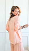 One Fine Day Italian V Neck Top - Salmon-110 Short Sleeve Tops-Venti6 Outlet-Coastal Bloom Boutique, find the trendiest versions of the popular styles and looks Located in Indialantic, FL