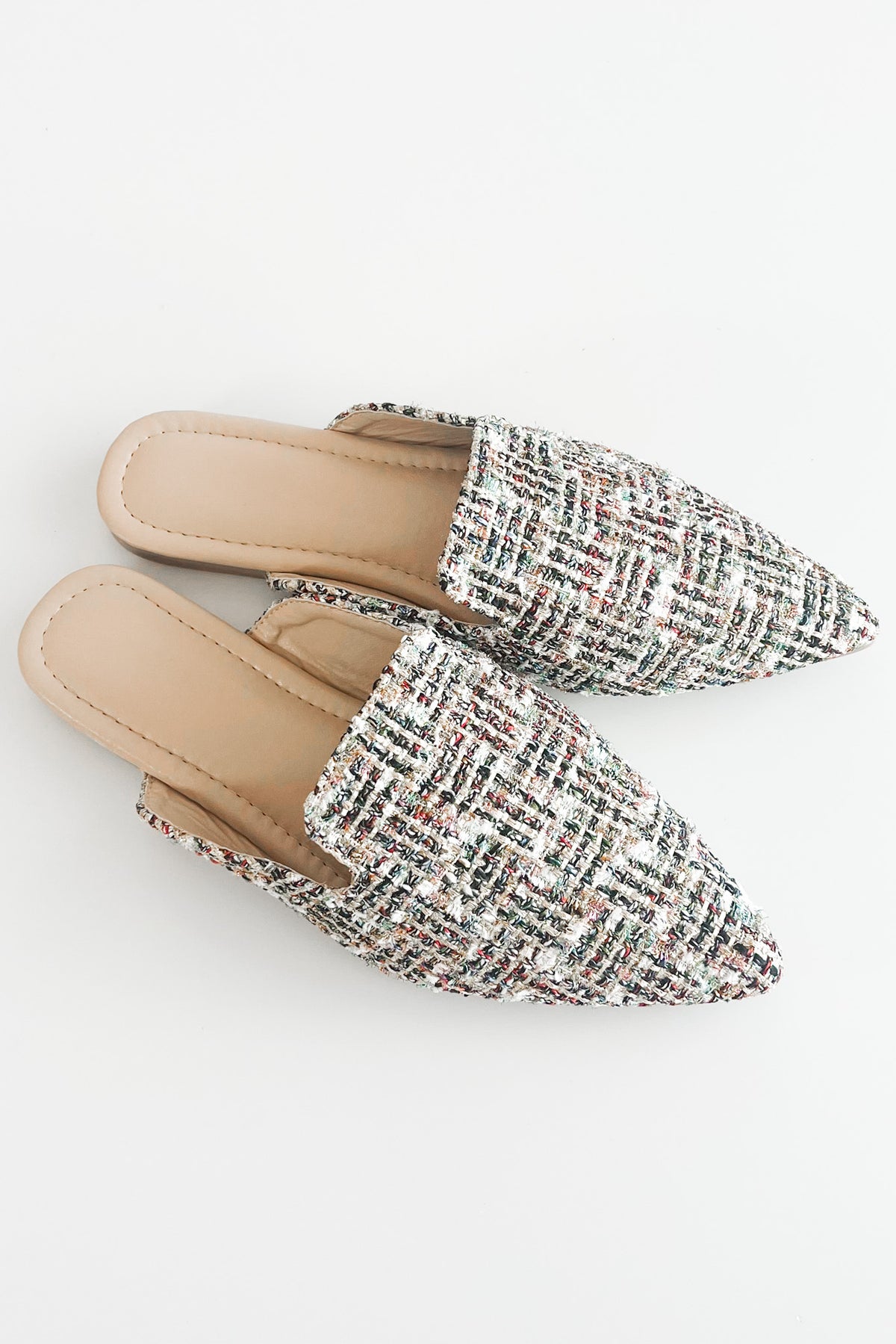 Multicolor Tweed Flat Mules-250 Shoes-Darling-Coastal Bloom Boutique, find the trendiest versions of the popular styles and looks Located in Indialantic, FL