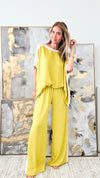 Silky Varsity Stripe Pant - Lime-170 Bottoms-TYCHE-Coastal Bloom Boutique, find the trendiest versions of the popular styles and looks Located in Indialantic, FL